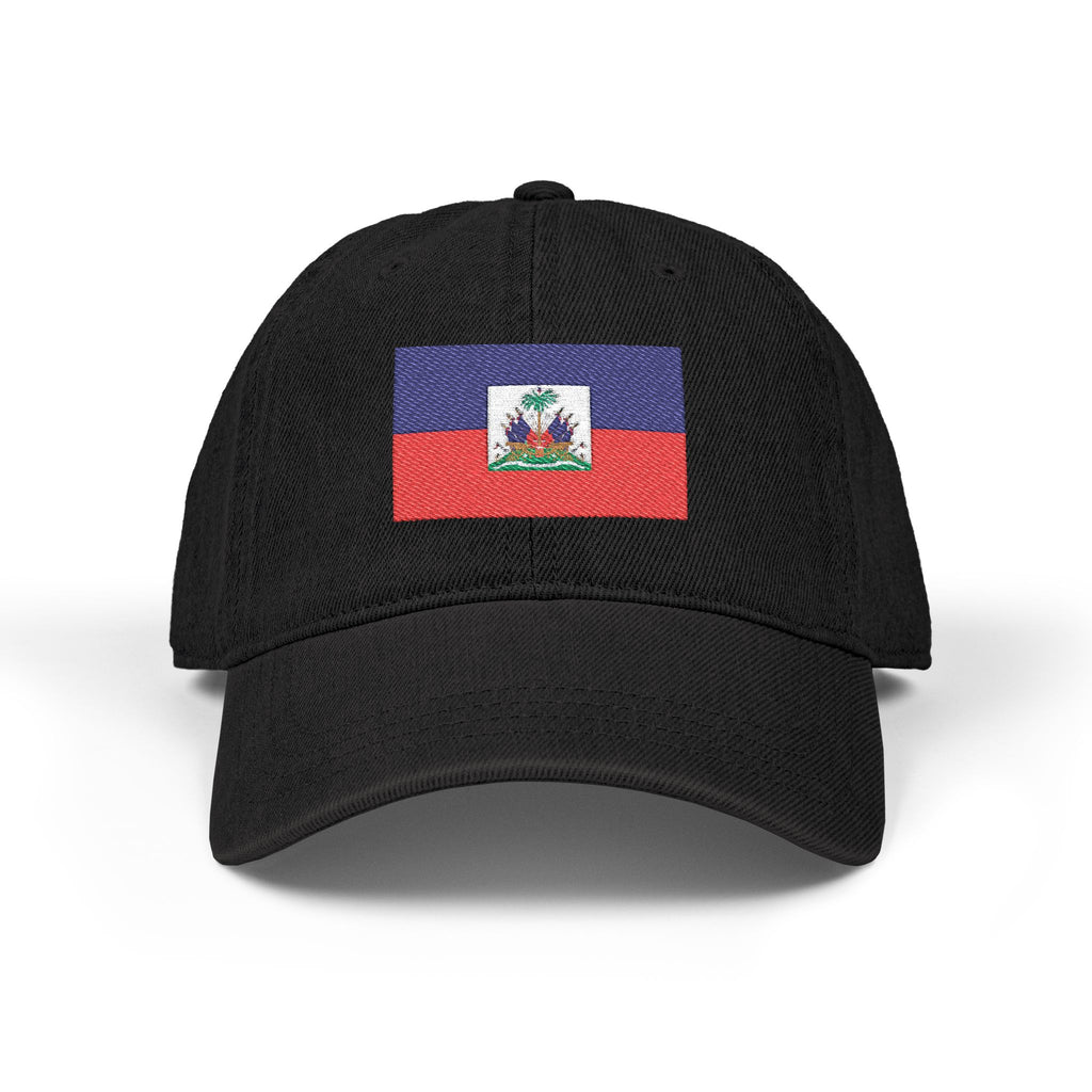 Haiti Flag Embroidered Denim Hat — Haitian Pride Cap