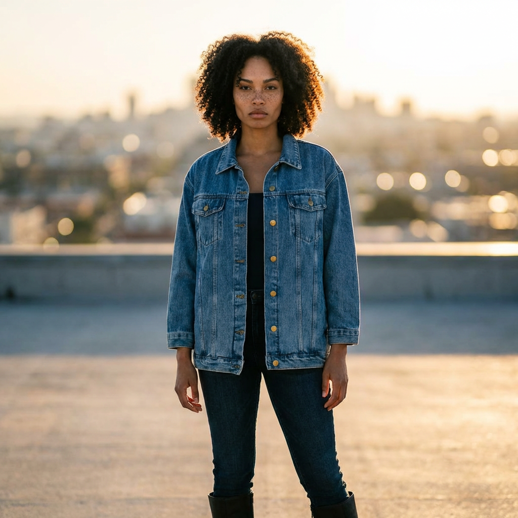 Denim Jacket — Pan-African Flag Back Graphic
