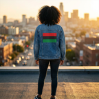 Denim Jacket — Pan-African Flag Back Graphic