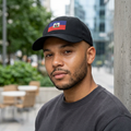 Haiti Flag Embroidered Denim Hat — Haitian Pride Cap
