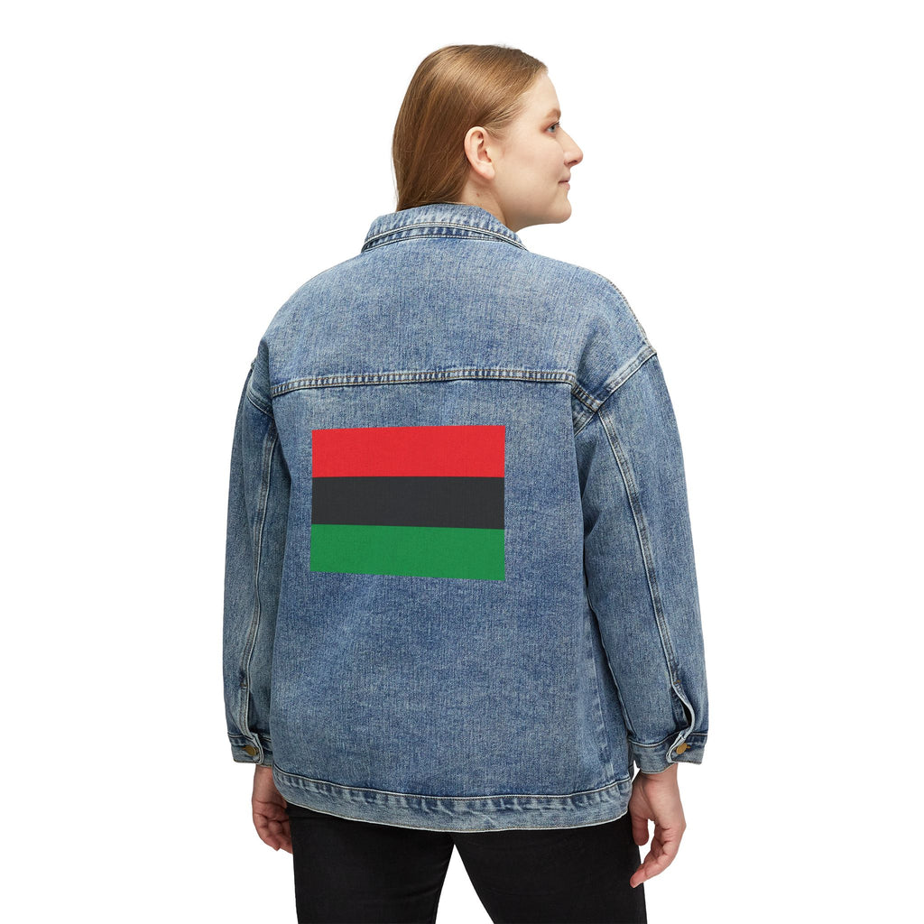 Denim Jacket — Pan-African Flag Back Graphic