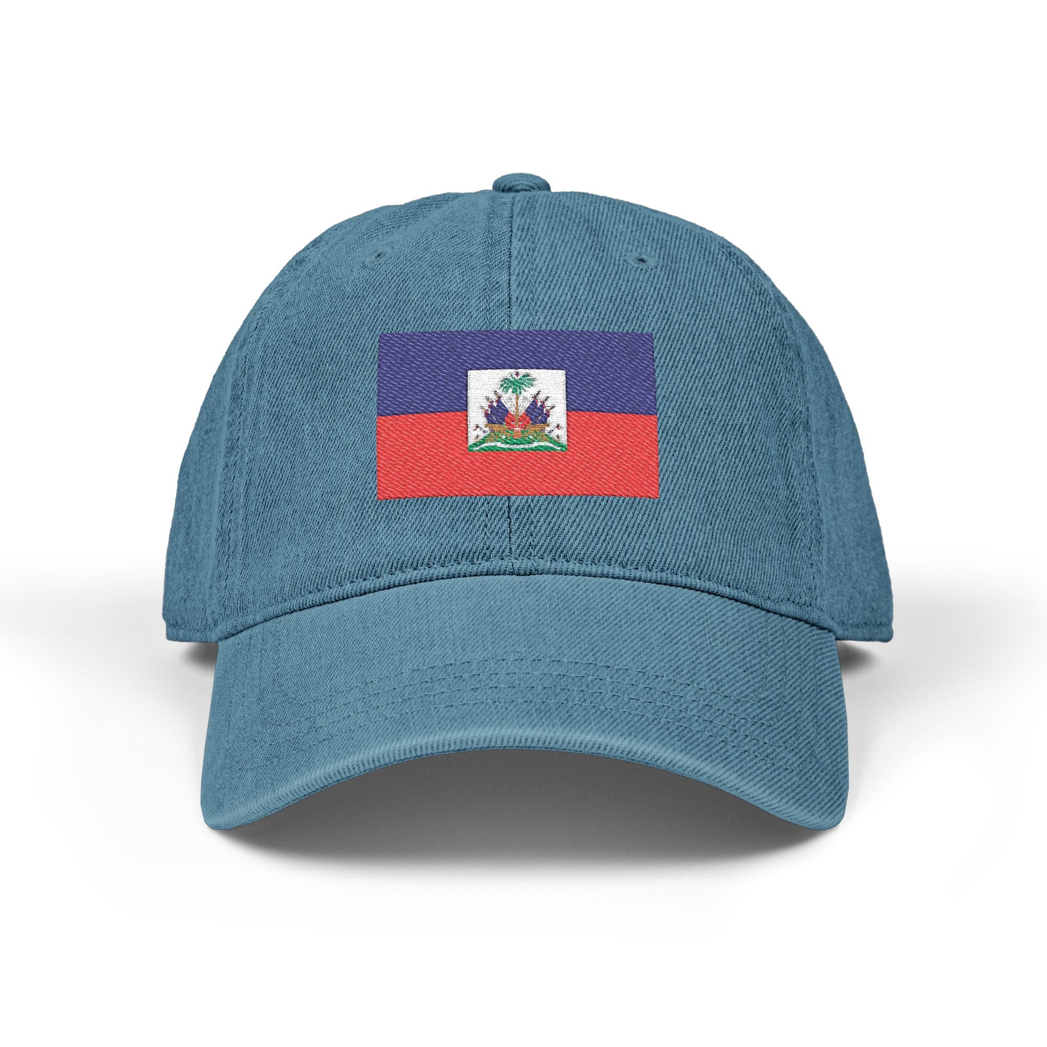 Haiti Flag Embroidered Denim Hat — Haitian Pride Cap