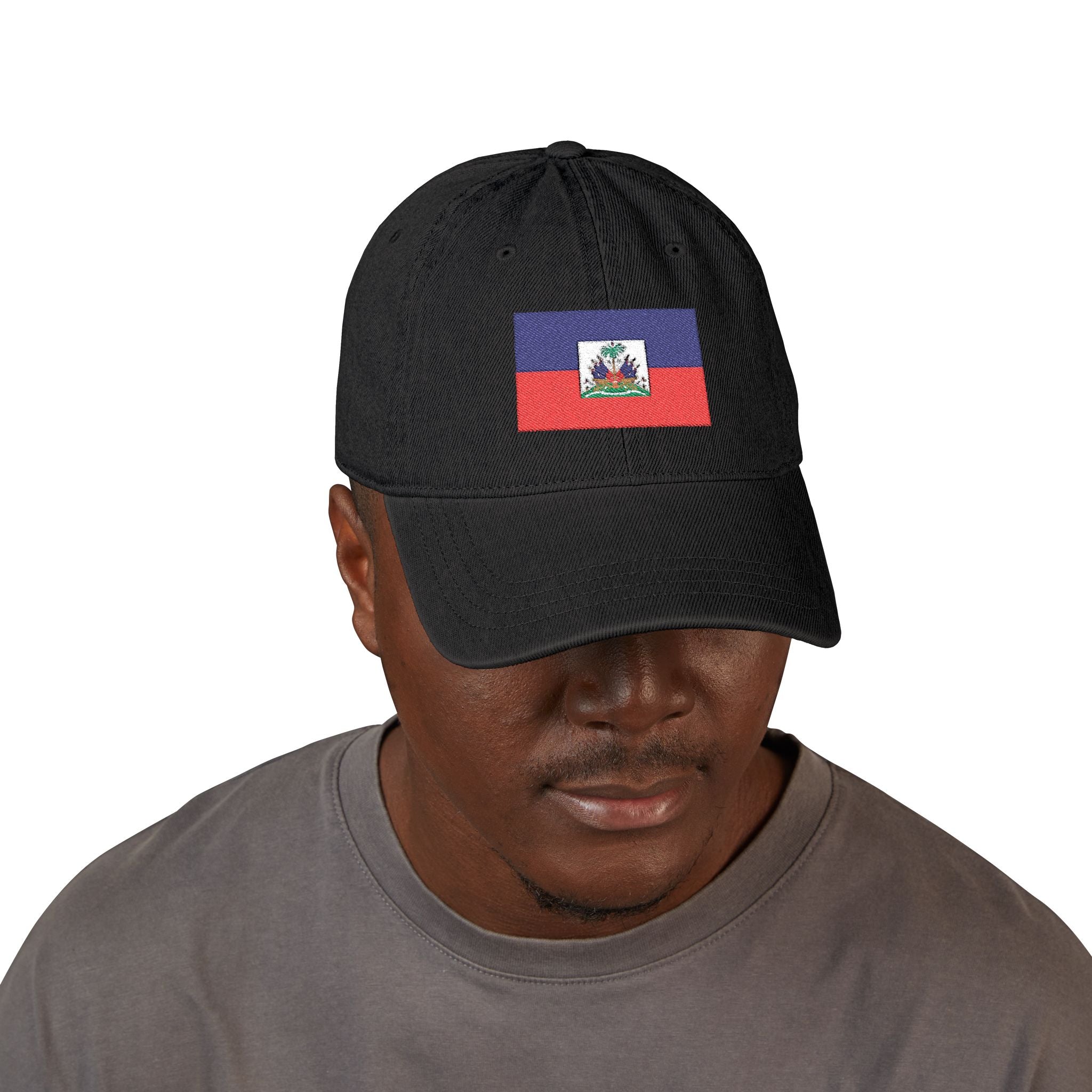 Haiti Flag Embroidered Denim Hat — Haitian Pride Cap