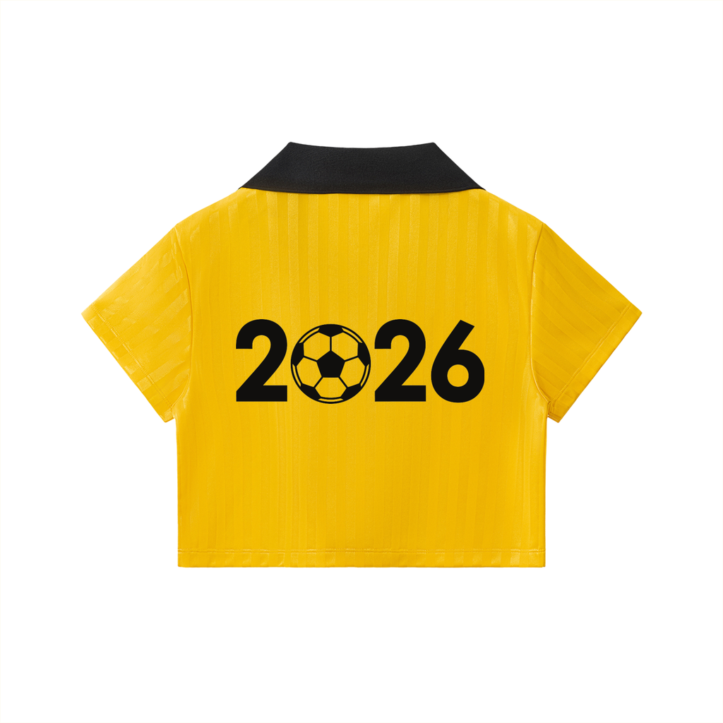 Contrast Collar Striped Cropped Jersey