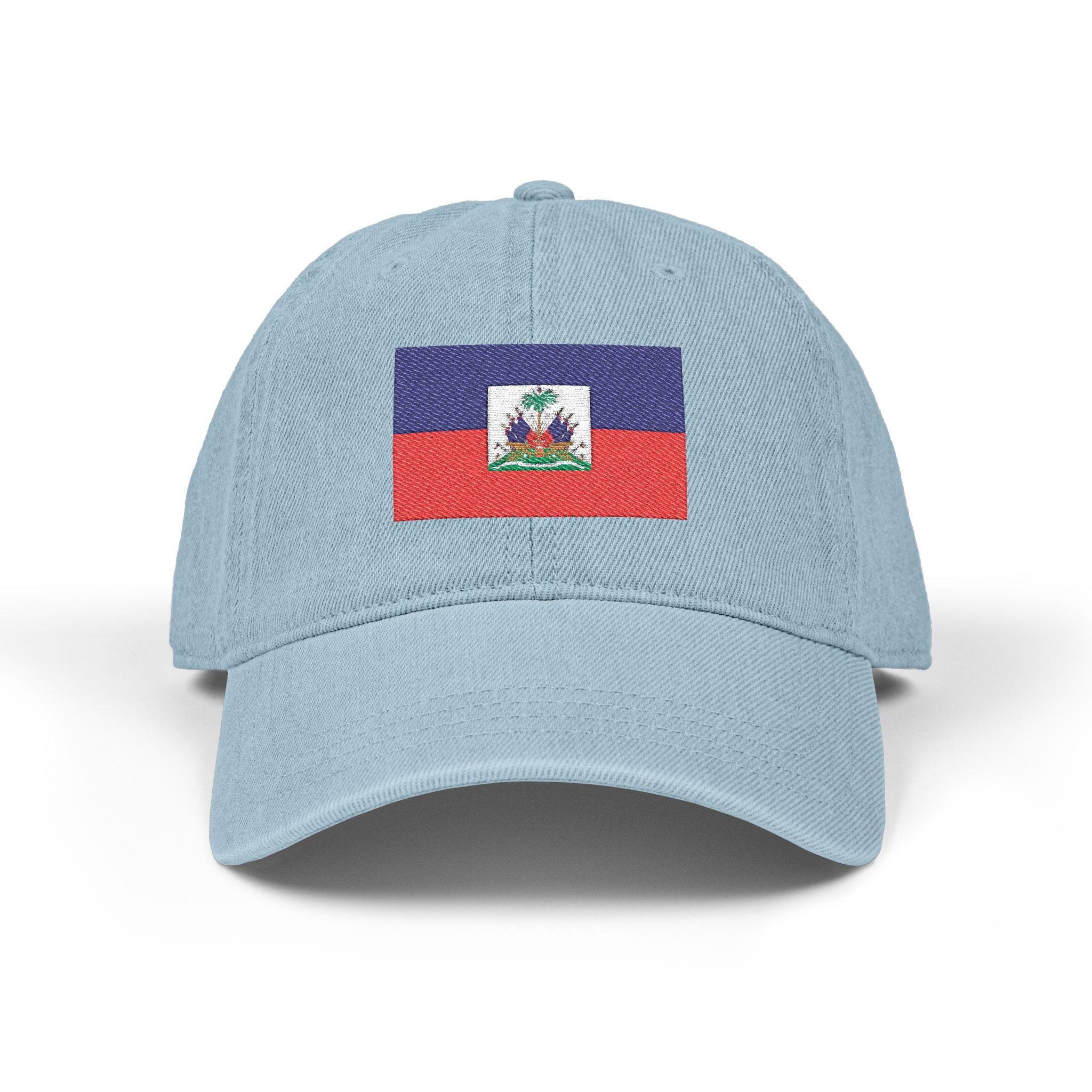 Haiti Flag Embroidered Denim Hat — Haitian Pride Cap