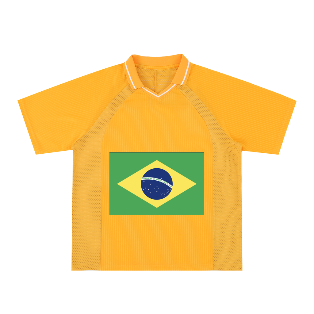 Brazil Striped V-Neck Soccer Jersey