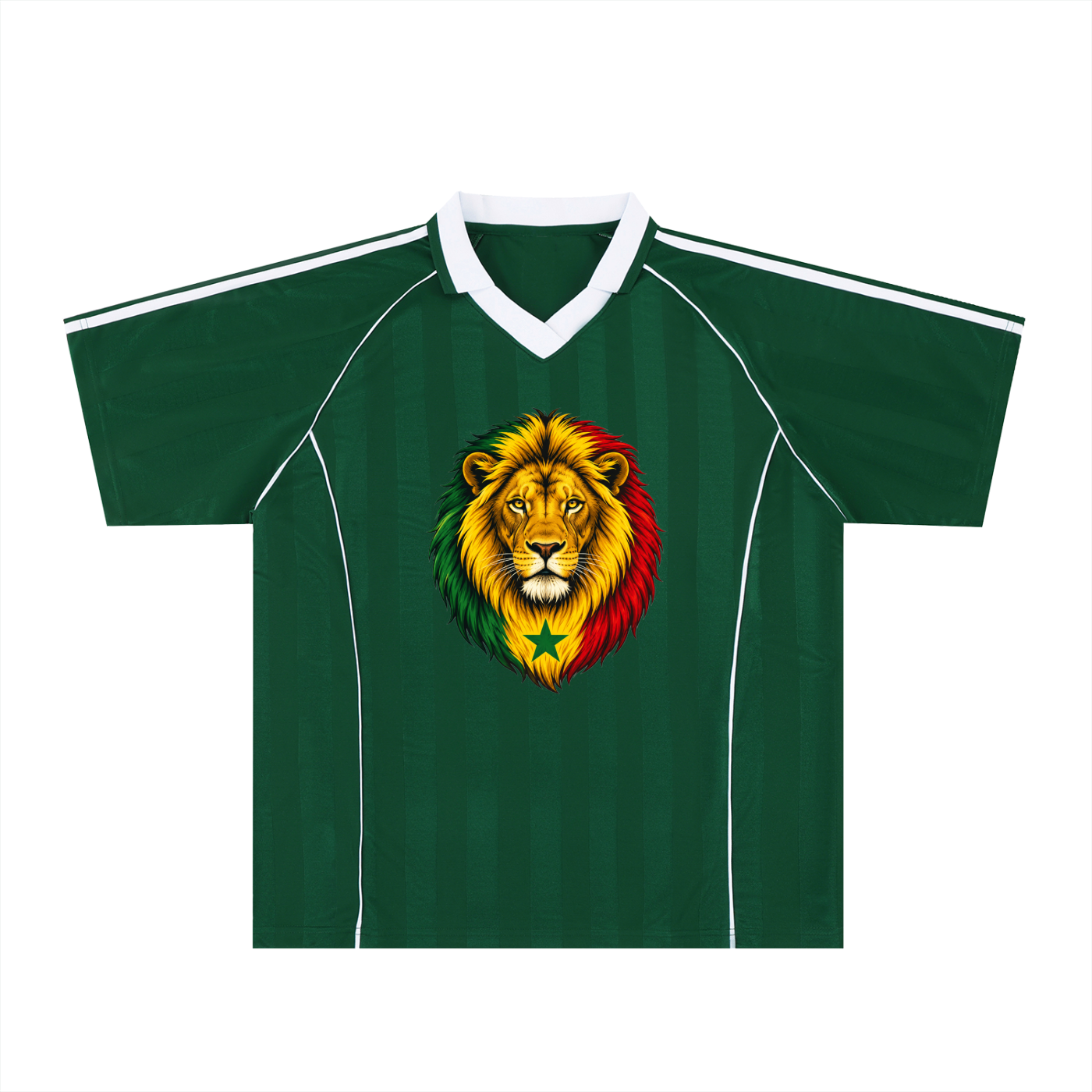 Senegal Stripe Collared Soccer Jersey